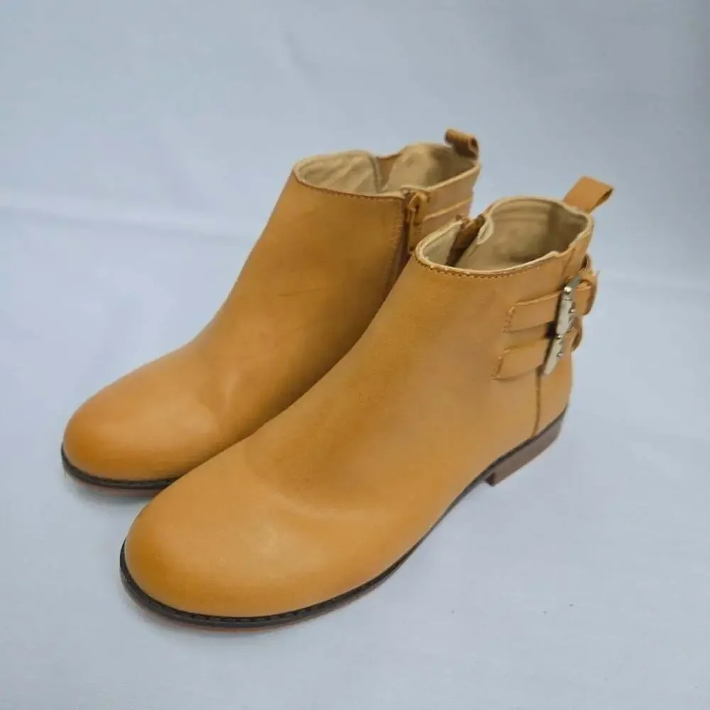 Zara Girls Tan Ankle Boots with Buckle Detail Size 33 (US 1 Youth)